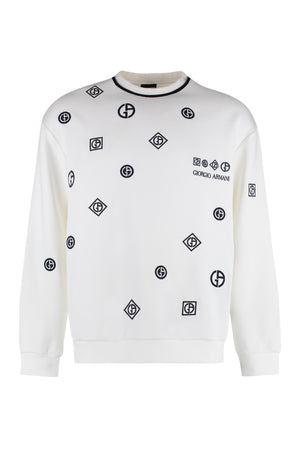 Embroidered logo crew-neck sweatshirt-0